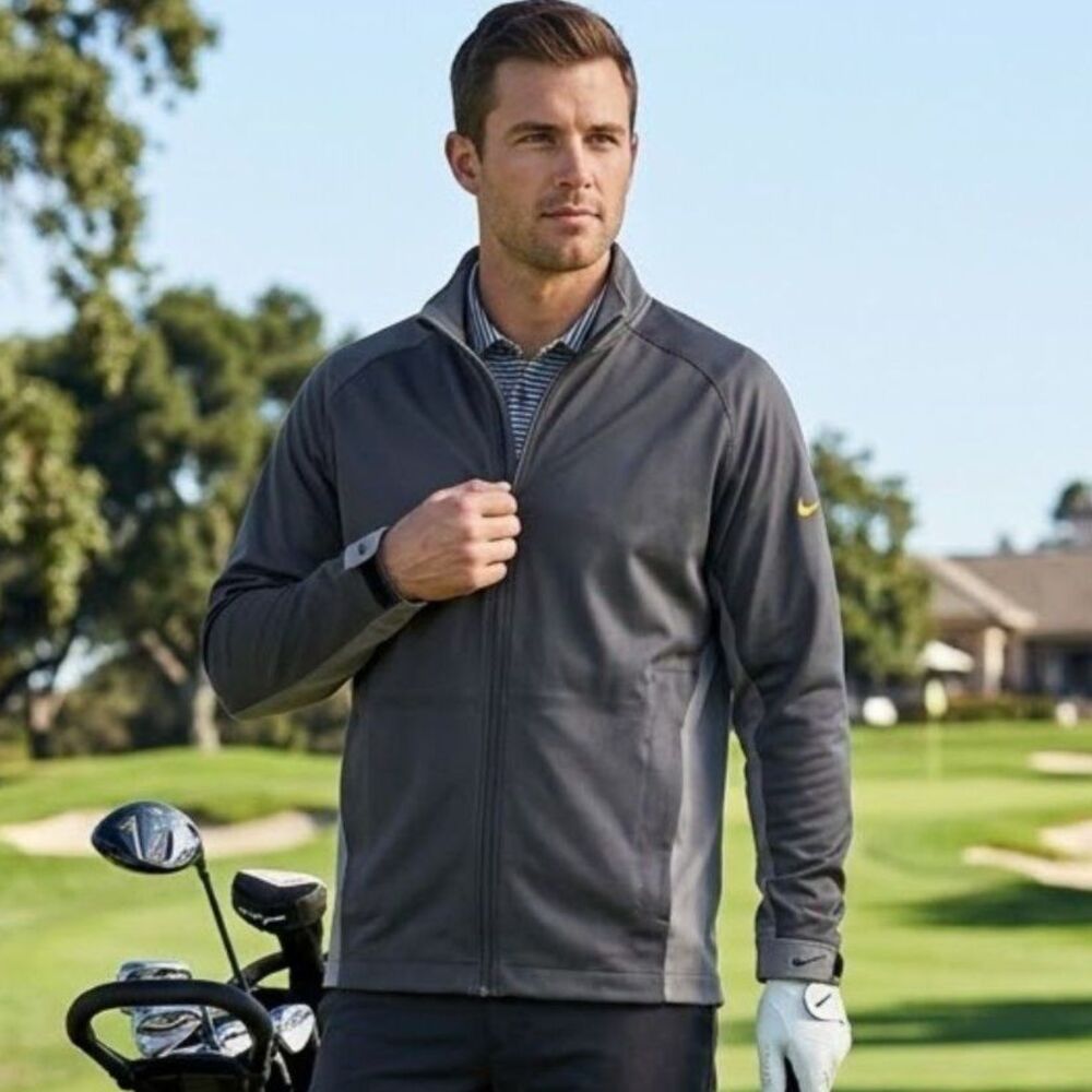 Nike Golf Storm-FIT Jacket Mens L Gray Full Zip Waterproof Layering Technology